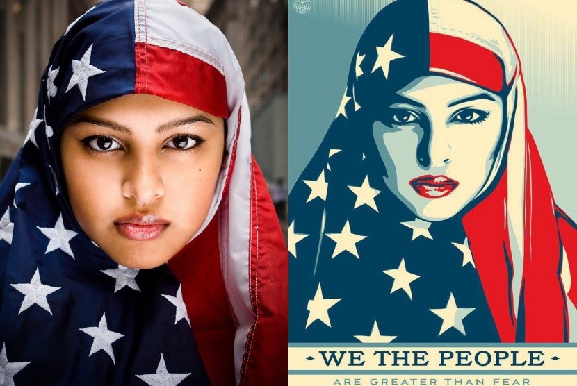 Foto dan potret Muslimah Amerika, Munira Ahmed yang menjadi simbol perlawanan terhadap Presiden Donald Trump.
