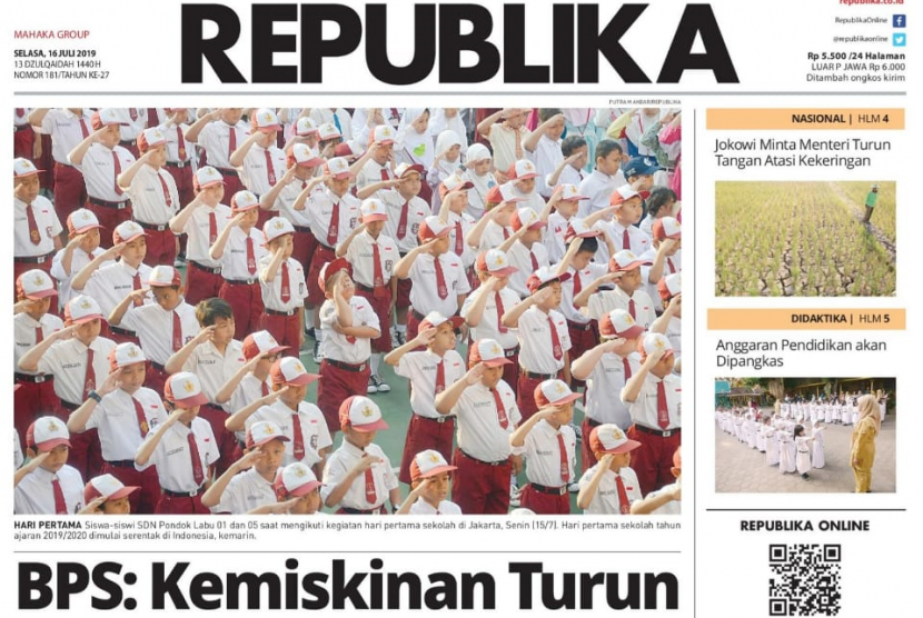 Foto Headline Republika, Senin (15/7) yang menjadi viral di media sosial.