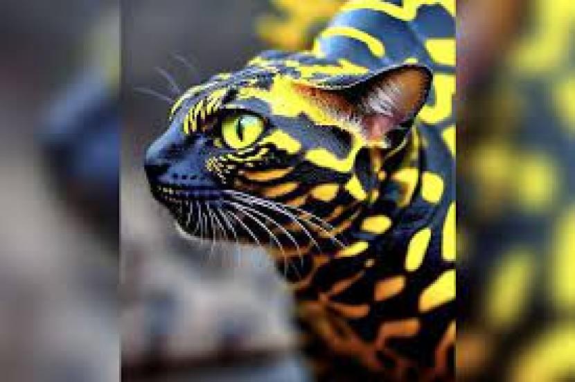 Foto hewan yang disebut Serpens catus, kucing ular Amazon. Foto ini diunggah akun Twitter Jeff_kamara2 pada 14 Maret 2023 