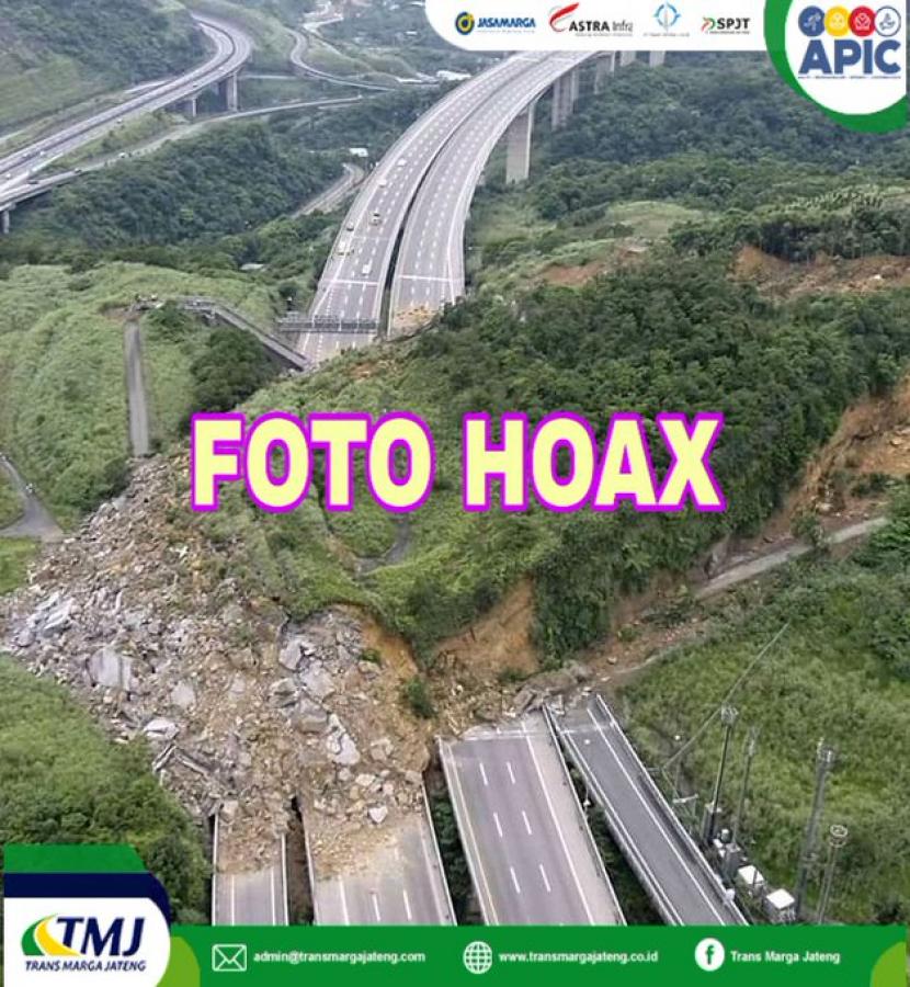 Foto hoax tanah longsor timbun Tol Semarang-Solo.
