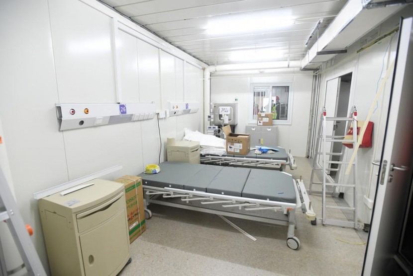 Foto kamar pasien di Rumah Sakit Huoshenshan, Wuhan. China membangun rumah sakit baru yang dikhususkan untuk mengatasi virus Corona. 