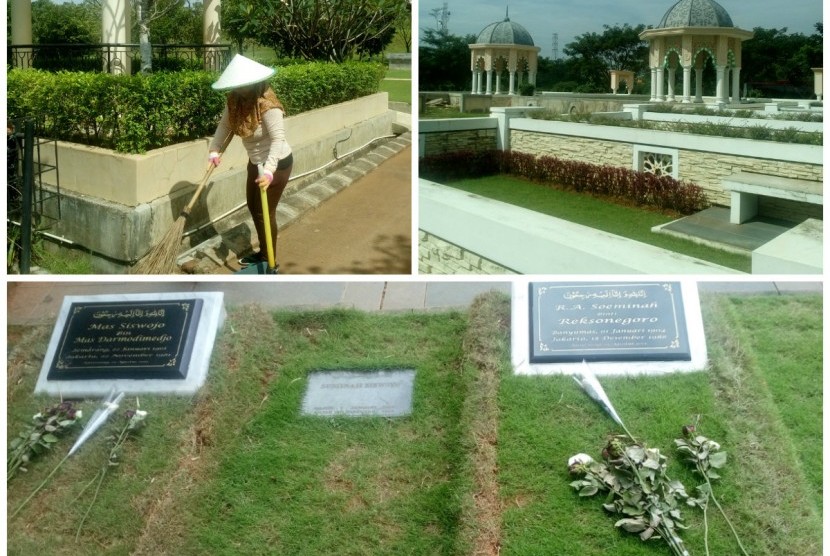 Foto kolase pemakaman Al Azhar Memorial Garden.