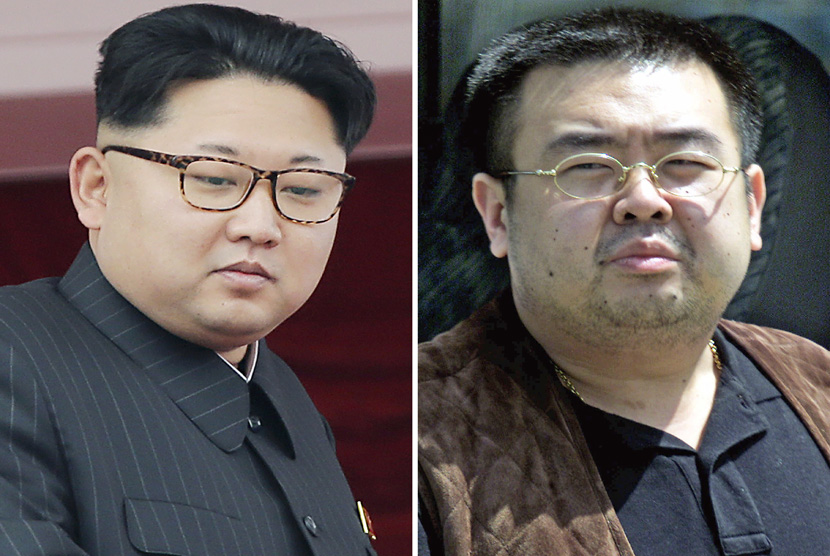 Foto kombinasi Pemimpin Korea Utara Kim Jong-un dan Saudara seayah Kim Jong-nam