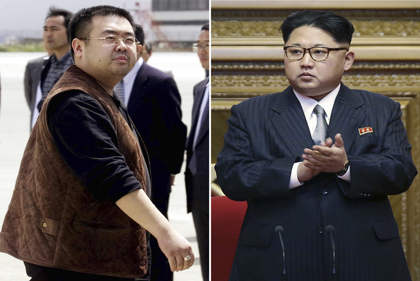 Foto kombinasi Pemimpin Korea Utara Kim Jong-un dengan Saudara seayah Kim Jong-nam