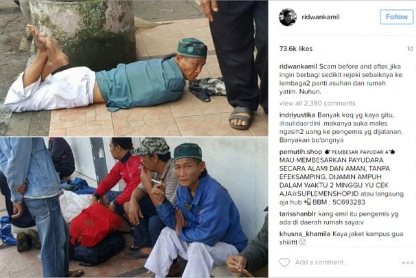 Foto pengemis pura-pura cacat di media sosial 