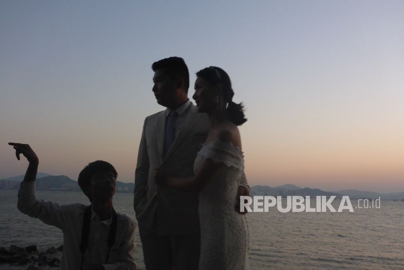 Lokasi pemotretan pre wedding di Pulau Gu Lang Yu, Xiamen, Cina.