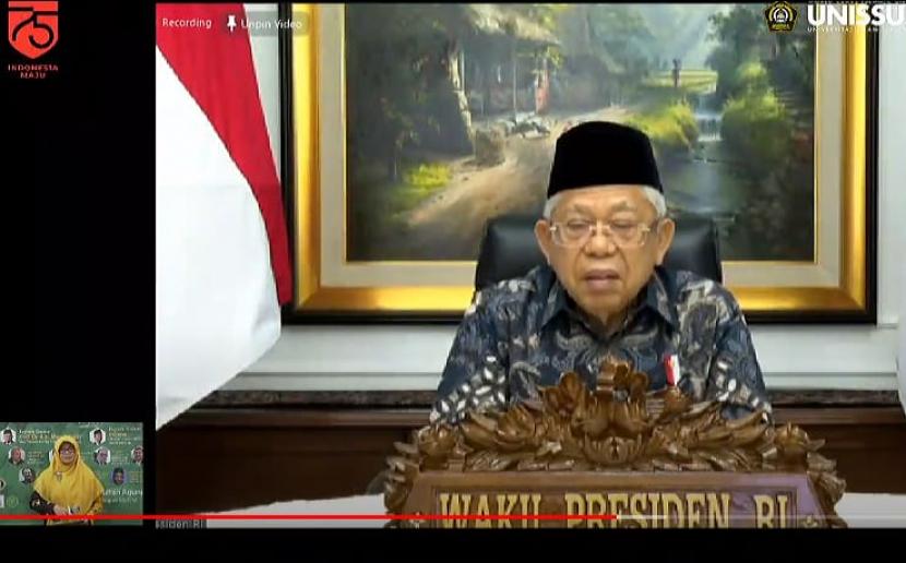 Foto tangkapan layar video converence saat Wakil Presiden RI, Prof Dr KH Ma’ruf Amin.