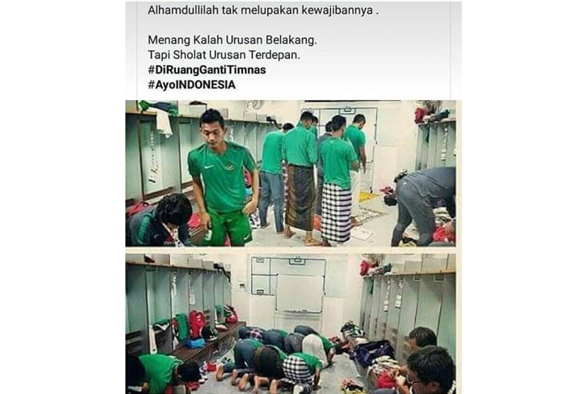 Foto Timnas Indonesia di ruang ganti yang menjadi viral di sosial media.