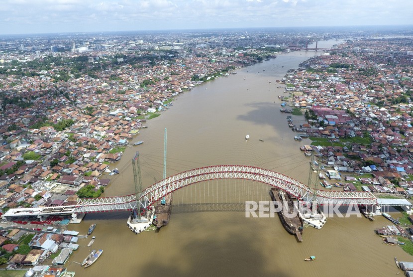 Foto udara Jembatan Musi VI Palembang, Sumatera Selatan. (Ilustrasi)