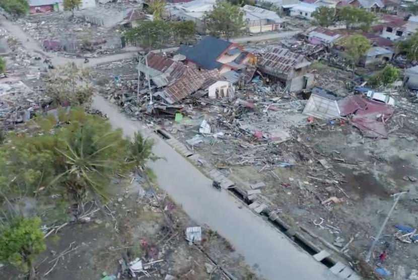 Foto udara pascagempa dan tsunami di Palu, Sulawesi Tengah