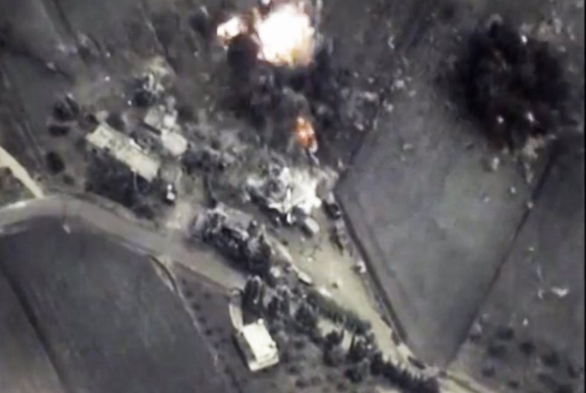 Foto udara serangan udara Rusia di Suriah