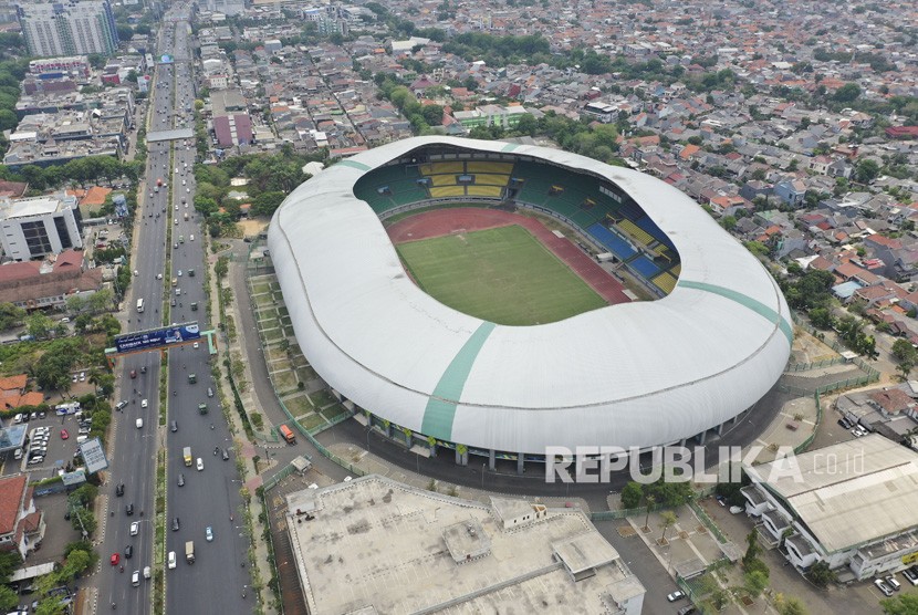 Foto udara Stadion Patriot Candrabhaga di Bekasi, Jawa Barat, Selasa (29/10/2019).