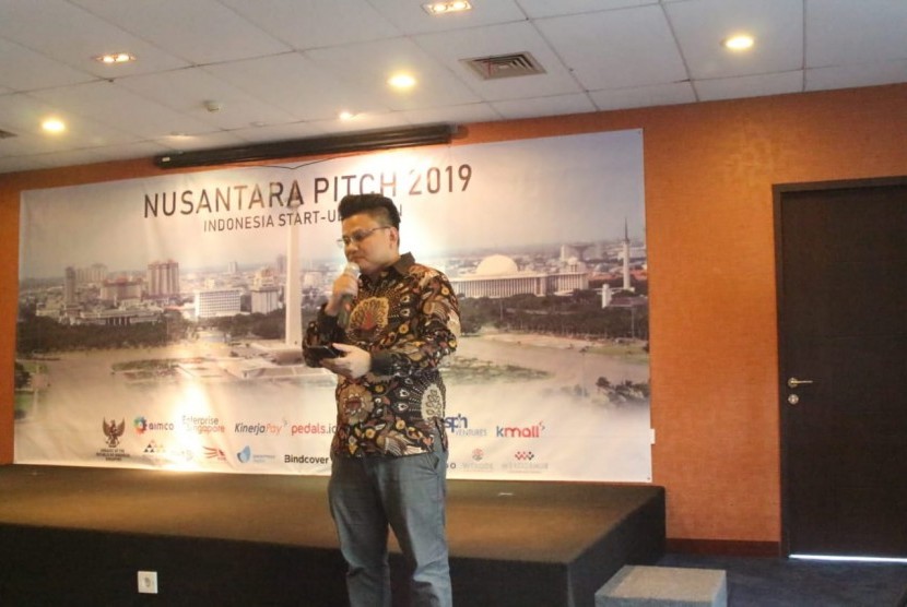 Founder Glexindo Hadi Lee saat memberikan pemaparan saat acara Nusantara Pich Jumpstart your Startup.2019 di WoKode Technopreneur Hub di Jakarta 23 Juli 2019