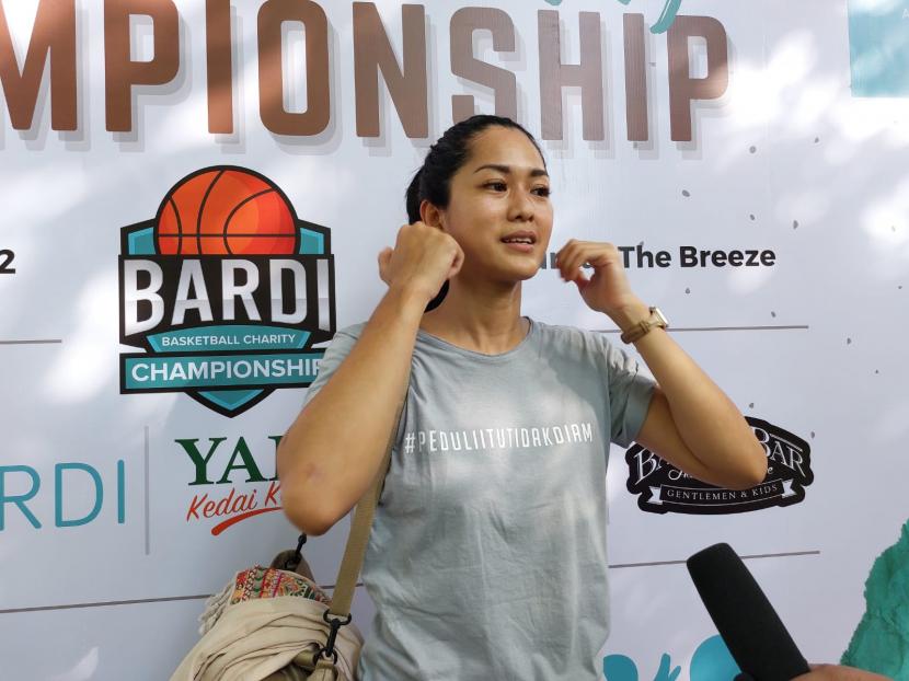 Founder Yayasan Kopi Panas Foundation Prisia Nasution dalam acara Bardi Basketball Champhionship di The Breeze, BSD, Ahad (9/10/2022). 