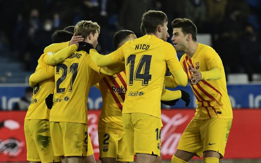 Para pemain Barcelona (ilustrasi). Barcelona merupakan saah satu klub top Eropa yang terdampak keuangannya akibat Covid-19.
