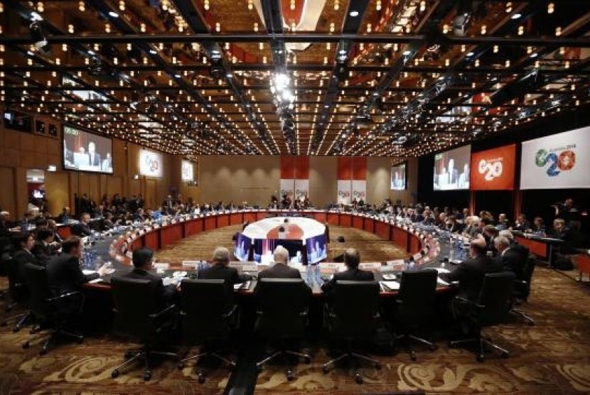 Para menteri keuangan dan gubernur bank sentral G-20 berkumpul di Sydney, Australia, pada Sabtu (22/2).