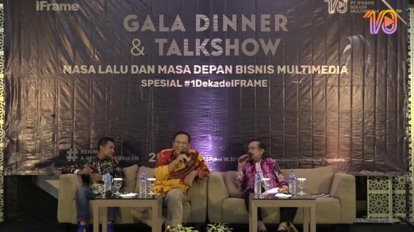 Gala Dinner & Talkshow Masa Lalu dan Masa Depan Bisnis Multimedia Spesial #1DekadeIFrame di Hotel Grand Serela Yogyakarta, Selasa (20/9/2022) malam.