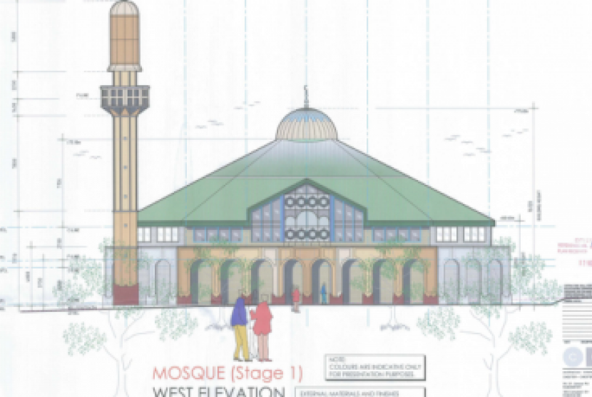 Gambar desain rencana pembangunan masjid di Narre Warren utara, di pinggiran Kota Melbourne. 