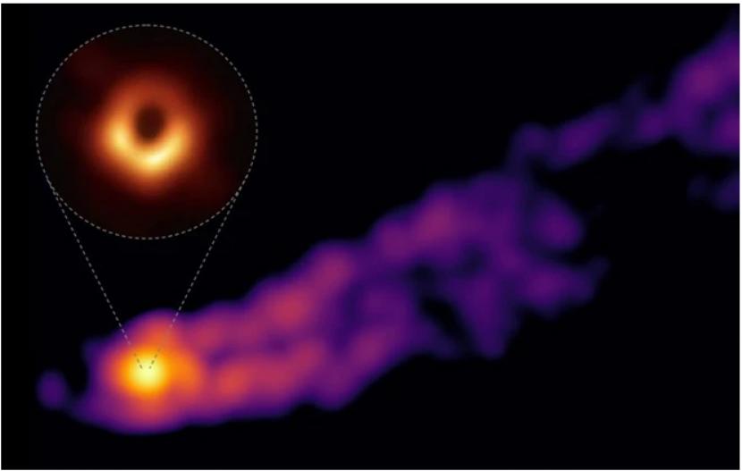 Gambar lubang hitam di pusat galaksi M87 yang berjarak sekitar 55 juta tahun cahaya pertama kali dirilis pada 2019. Kini ilmuwan menemukan jet keluar dari lubang Hitam itu.