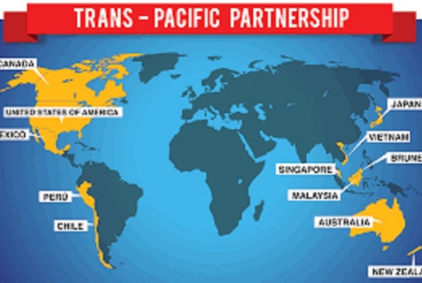 Gambar peta negara yang bergabung di TPP