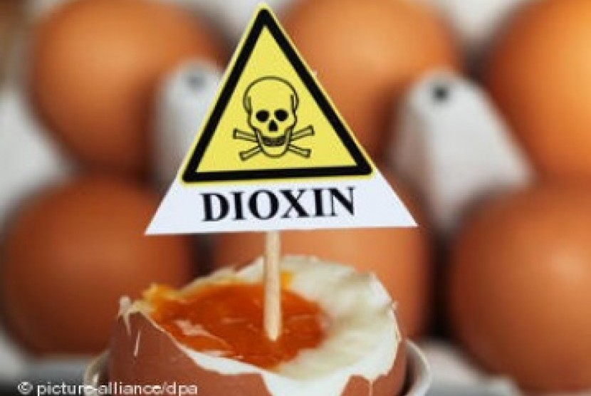 Gambar simbol peringatan bahaya dioksin dalam telur ayam
