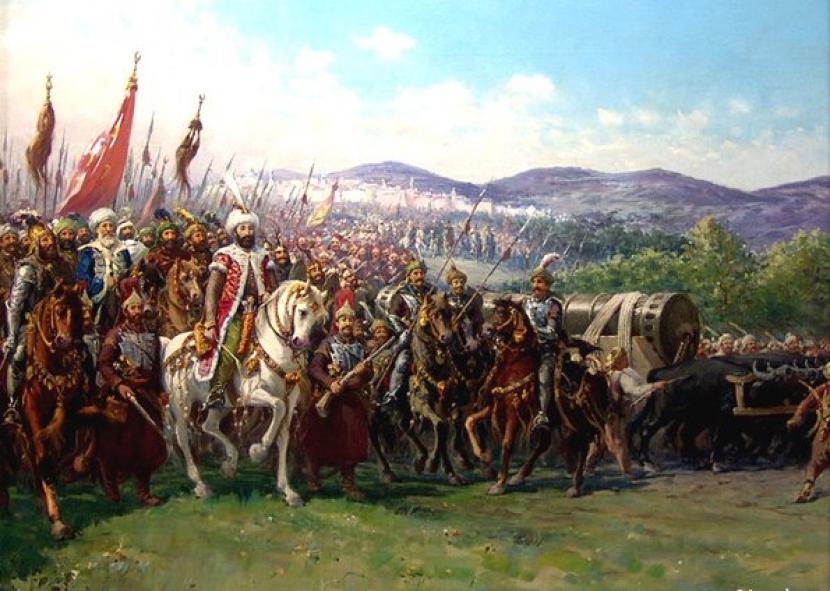 Kesultanan Ottoman membangun armada militer terbesar di Eropa. Ilustrasi militer ottoman 