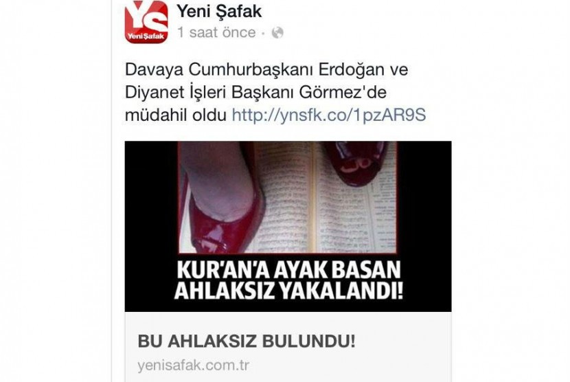  Gambar yang diposting perempuan Turkey di media sosialnya. Karena gambar itu, ia ditangkap aparat keamanan setempat atas tuduhan menyebarkan kebencian dan tindakan penistaan terhadap agama. 