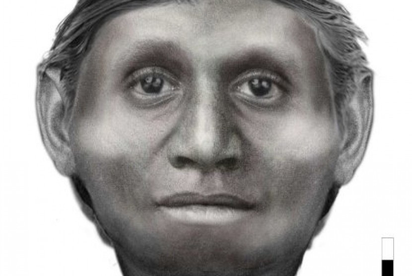 Gambaran wajah manusia kerdil dari era 700 ribu tahun silam yang tulang-belulangnya ditemukan Flores belum lama ini