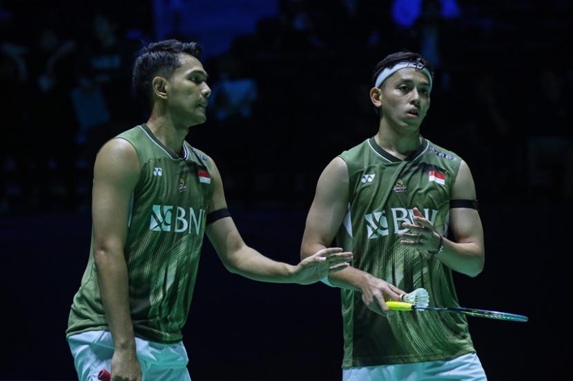 Ganda putra Indonesia Fajar Alfian/Muhammad Rian Ardianto di French Open 2024.