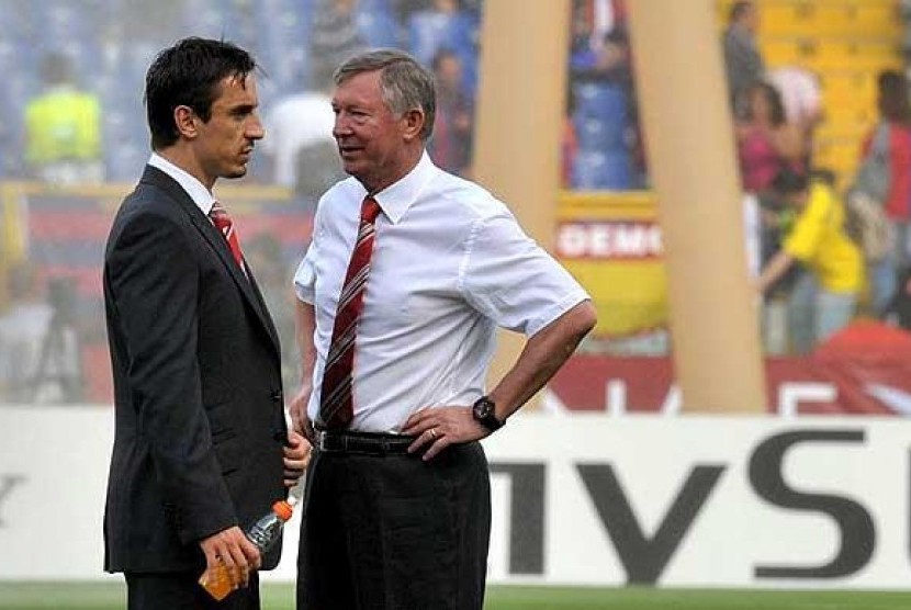 Gary Neville dan Sir Alex Ferguson 