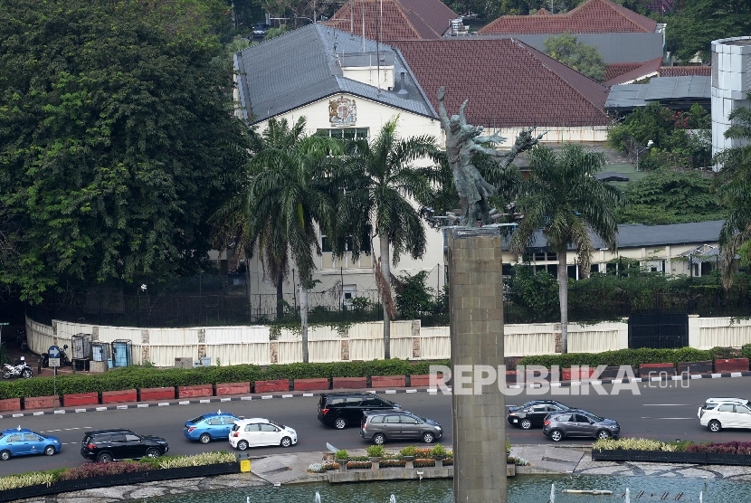 Gedung Eks Kedubes Inggris yang berlokasi di kawasan BUndaran HI, Jakarta Pusat, Kamis (18/8).  (Republika/ Yasin Habibi)