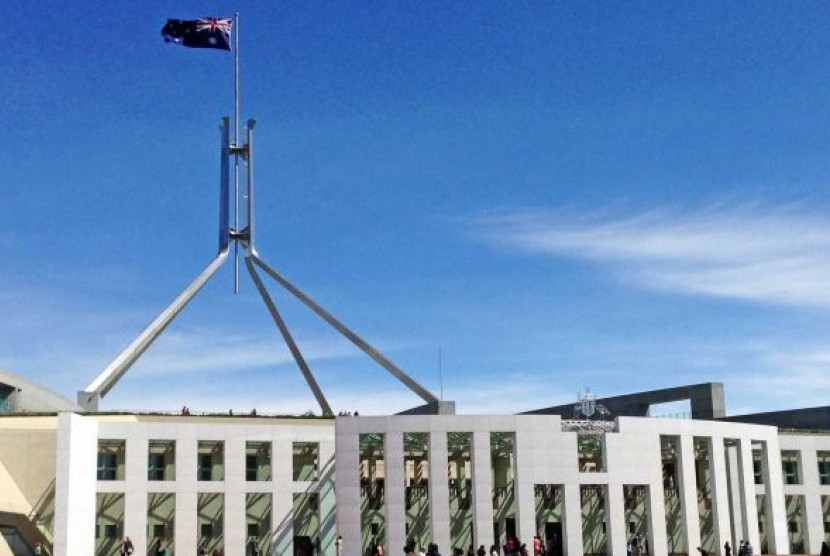 Gedung Parlemen di Canberra, Australia. Australia menangguhkan parlemen untuk menghormati para korban kebakaran. Ilustrasi.