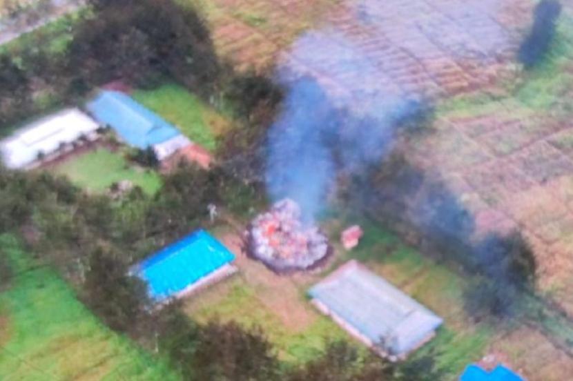 Gedung perpustakaan SMAN 1 Ilaga, Kabupaten Puncak, Papua Tengah yang dibakar KKB, Kamis (17/8/2023).