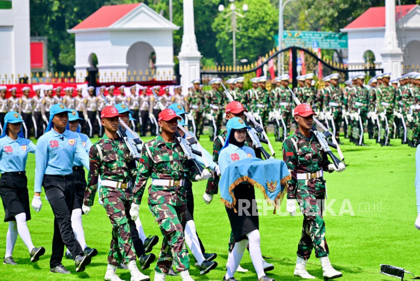 Geladi kotor kedua rangkaian Hari Ulang Tahun (HUT) ke-80 Kemerdekaan Republik Indonesia di halaman Istana Merdeka, Jakarta Pusat pada Rabu (13/8/2025).