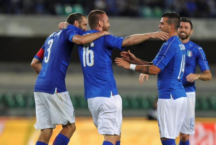 Timnas Italia merayakan gol ke gawang Finlandia (ilustrasi).