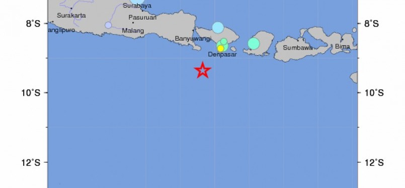 Gempa berkekuatan 6,8 SR yang terjadi di Bali, Rabu pagi.