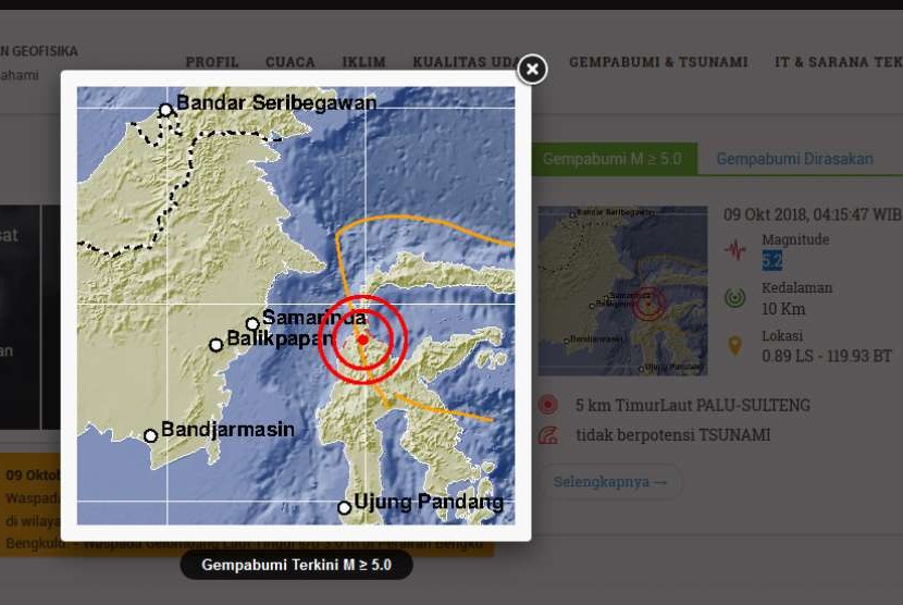 A 5.2-magnitude earthquake jolts Palu on Tuesday morning.