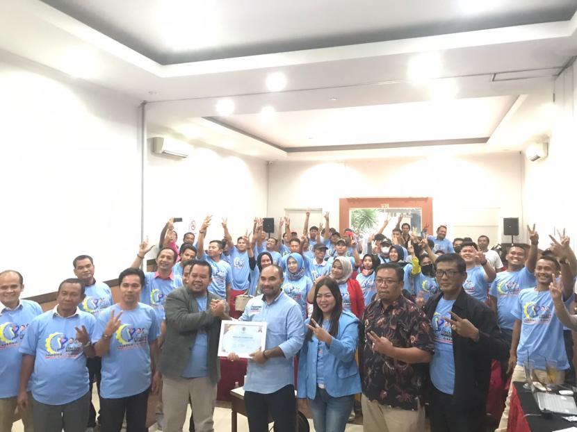 Gerakan Militan Buruh (GMB) mendeklaraikan dukungan untuk pasangan calon nomor urut 2 Prabowo Subianto-Gibran Rakabuming Raka di Pilpres 2024, Rabu (6/12/2023).