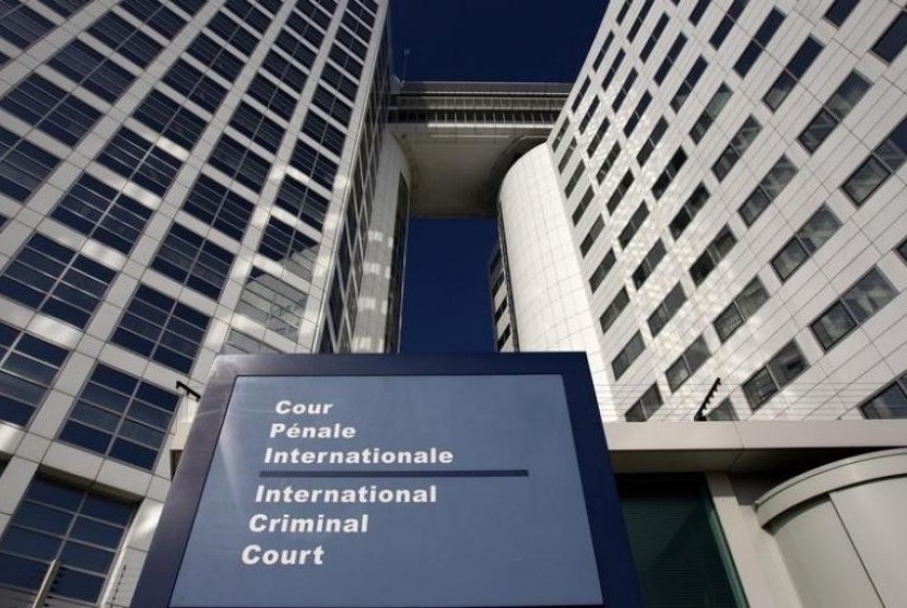 Gerbang masuk Pengadilan Kriminal Internasional di Den Haag, Belanda.