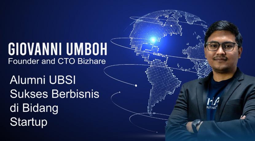 Giovanni Umboh (Gio) alumni jurusan Sistem Informasi tahun 2014 Universitas BSI (Bina Sarana Informatika) sukses membangun startup bernama Bizhare, yang ia rintis sejak masuk kuliah.