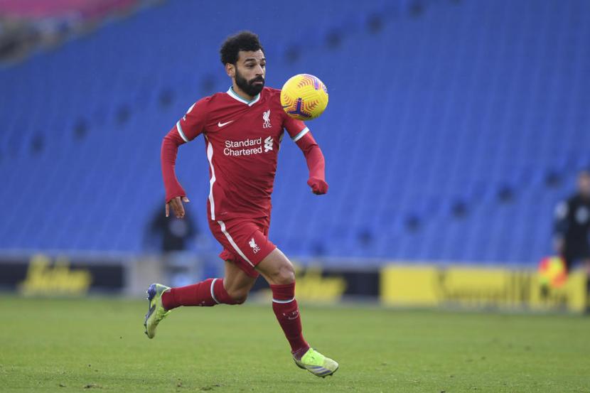 Gol Mohamed Salah dianulir VAR saat Liverpool menghadapi Brighton.