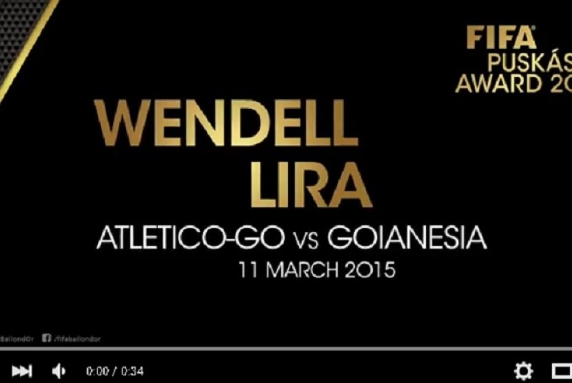  Gol penyerang Wendell Lira ke gawang Atletico-Go memenangi kategori Puskas Award 2015