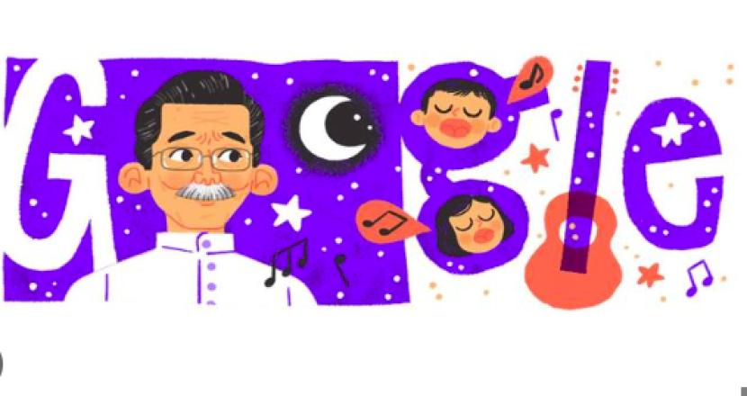 Google Doodle AT Mahmud. Sosok pencipta lagu anak Abdullah Totong Mahmud ditampilkan dalam Google Doodle edisi Kamis (3/10/2024).