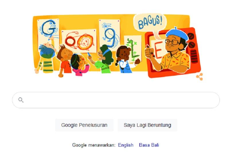 Google mengenang Tino Sidin dengan menempatkan gambarnya di doodle pada Hari Guru.