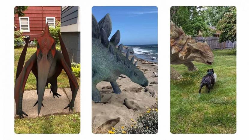 Google mewujudkan pengalaman melihat dinosaurus secara tiga dimensi di Google Search.