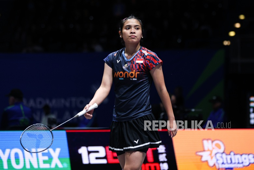 Gregoria Mariska Tunjung saat beraksi di All England 2025.