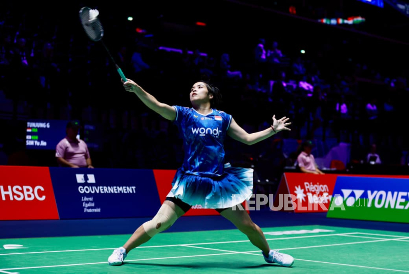 Gregoria Mariska Tunjung saat beraksi di Kejuaraan Dunia Bulu Tangkis 2025.