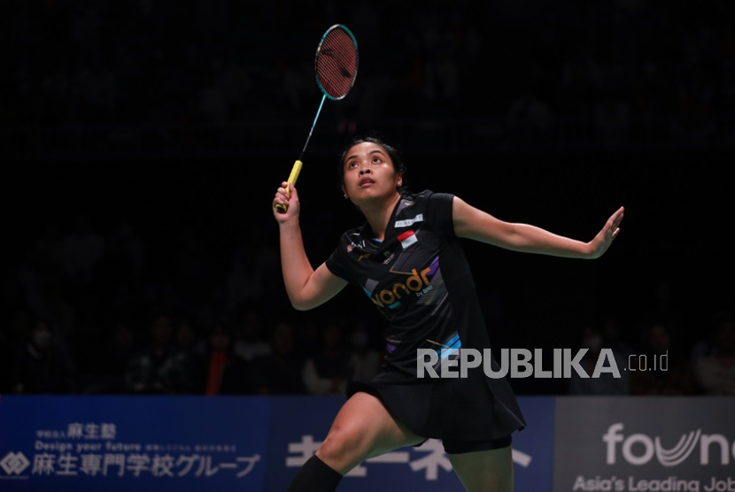 Gregoria Mariska Tunjung saat beraksi di Kumamoto Masters 2024.