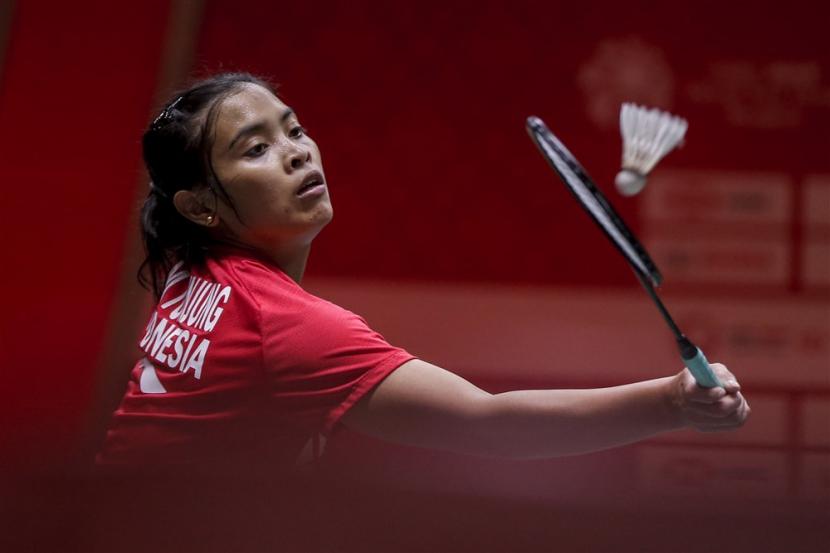  Gregoria Mariska Tunjung (ilustrasi) lolos ke putaran kedua Malaysia Open 2023.