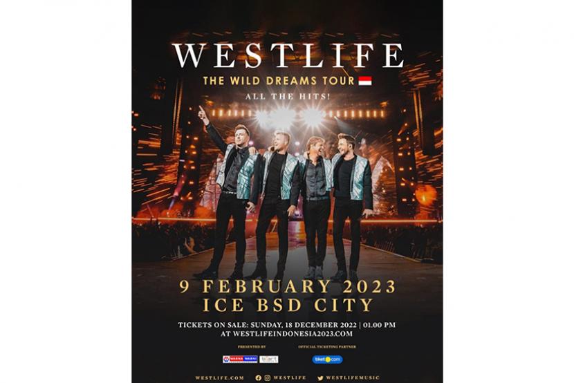 Grup boyband terlaris Inggris, Westlife menambah lagi satu konser di Indonesia di International Convention Exhibition (ICE) BSD City, Tangerang Selatan pada 9 Februari 2023. Dok Warna Warni Entertainment dan Boart Indonesia